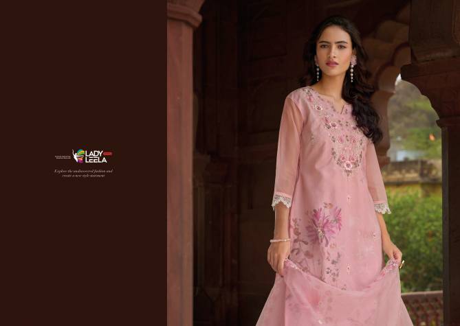 Summer Spring By Lady Leela Organza Embroidery Kurti With Bottom Dupatta Wholesale Shop In Surat